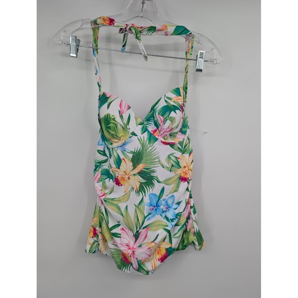 Tommy Bahama Orchid Halter Tankini Top Tropical Floral Women's swim NWT sz S